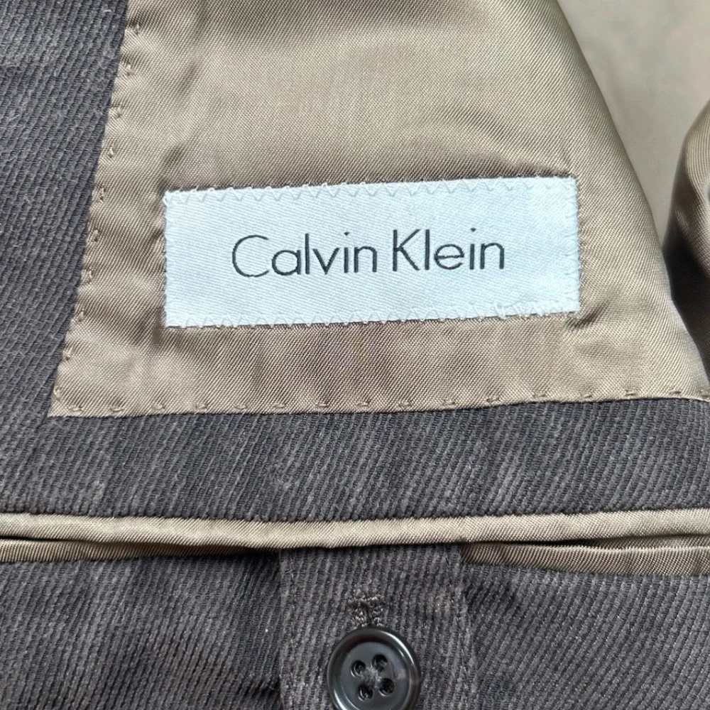 Calvin Klein Mens Corduroy 3 Button Blazer Size 46S Brown Academia Professor